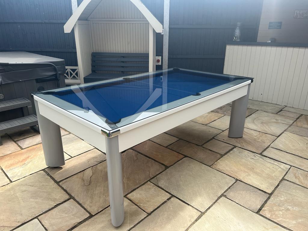 Outdoor pool table discount with dining top